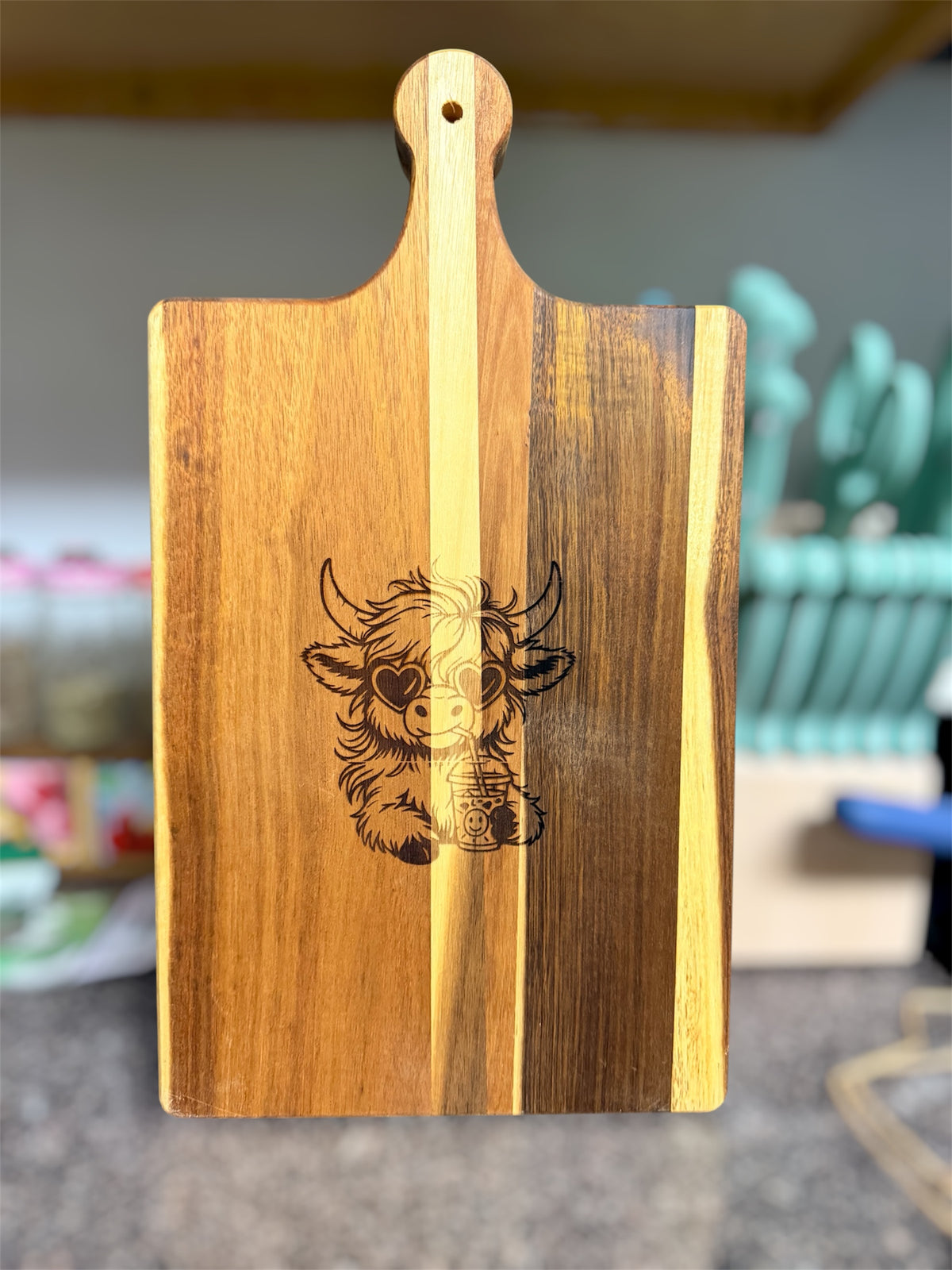 highland cow wood cutting board