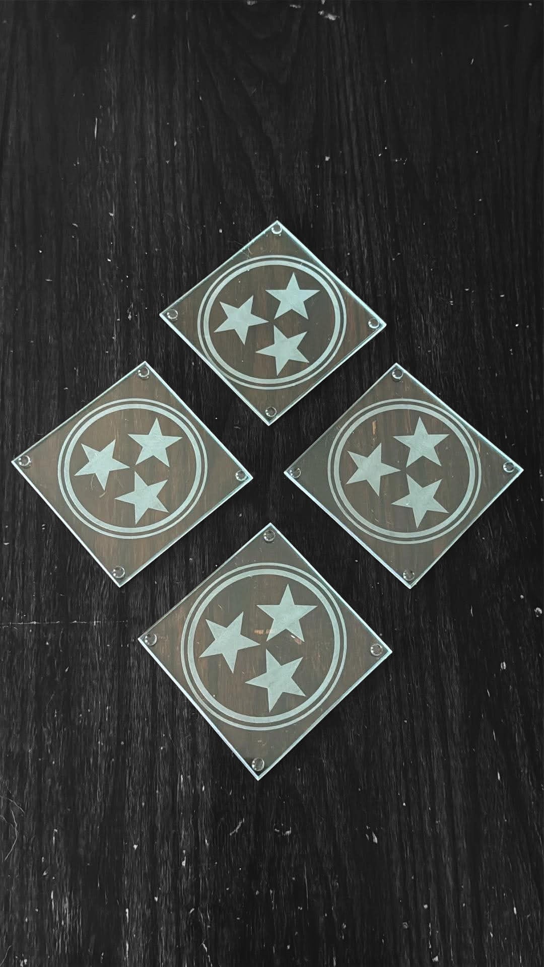 Tri star glass coasters