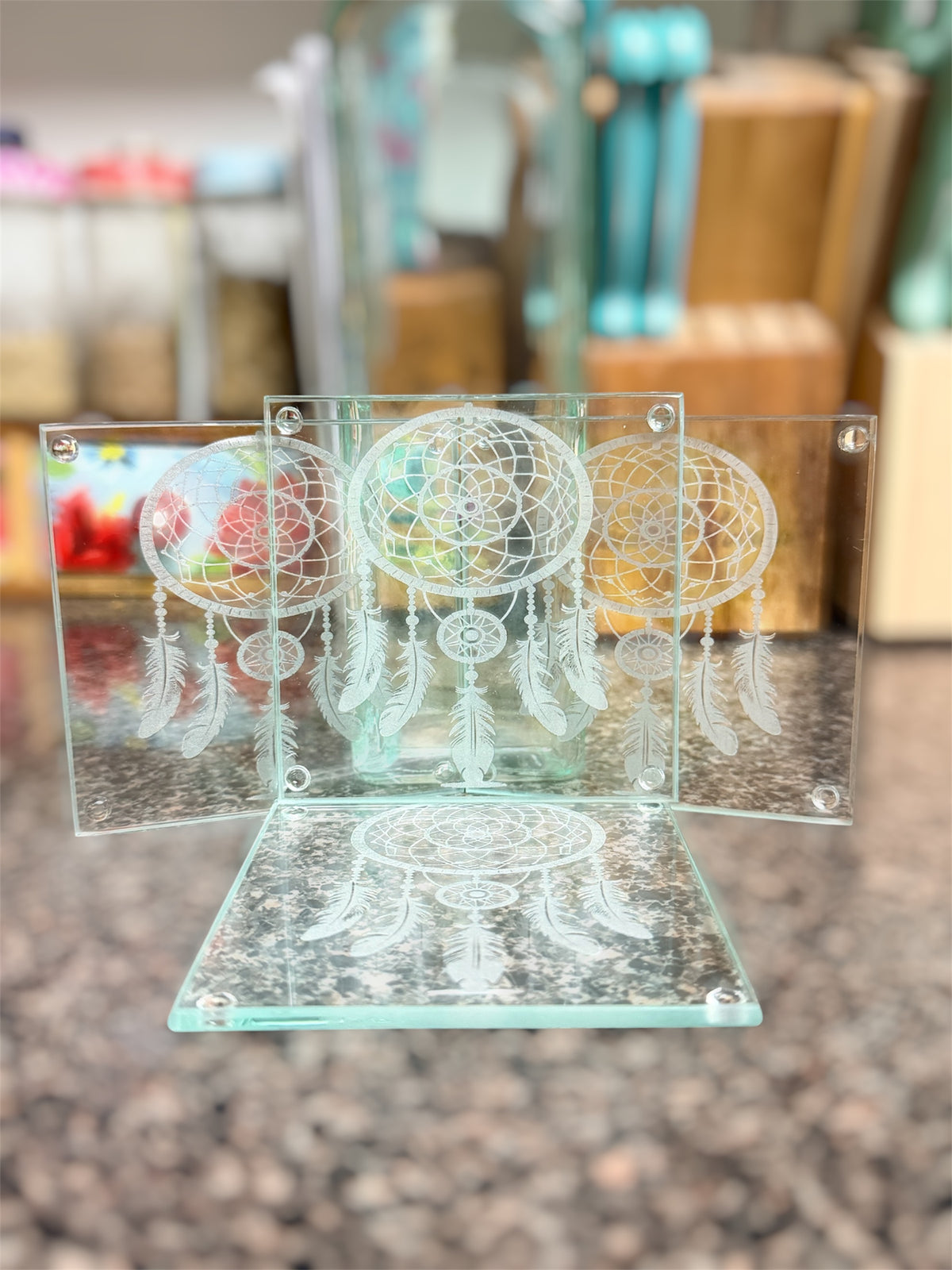 Dream catcher glass coasters